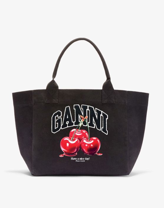 Bolso Ganni mediano negro cereza